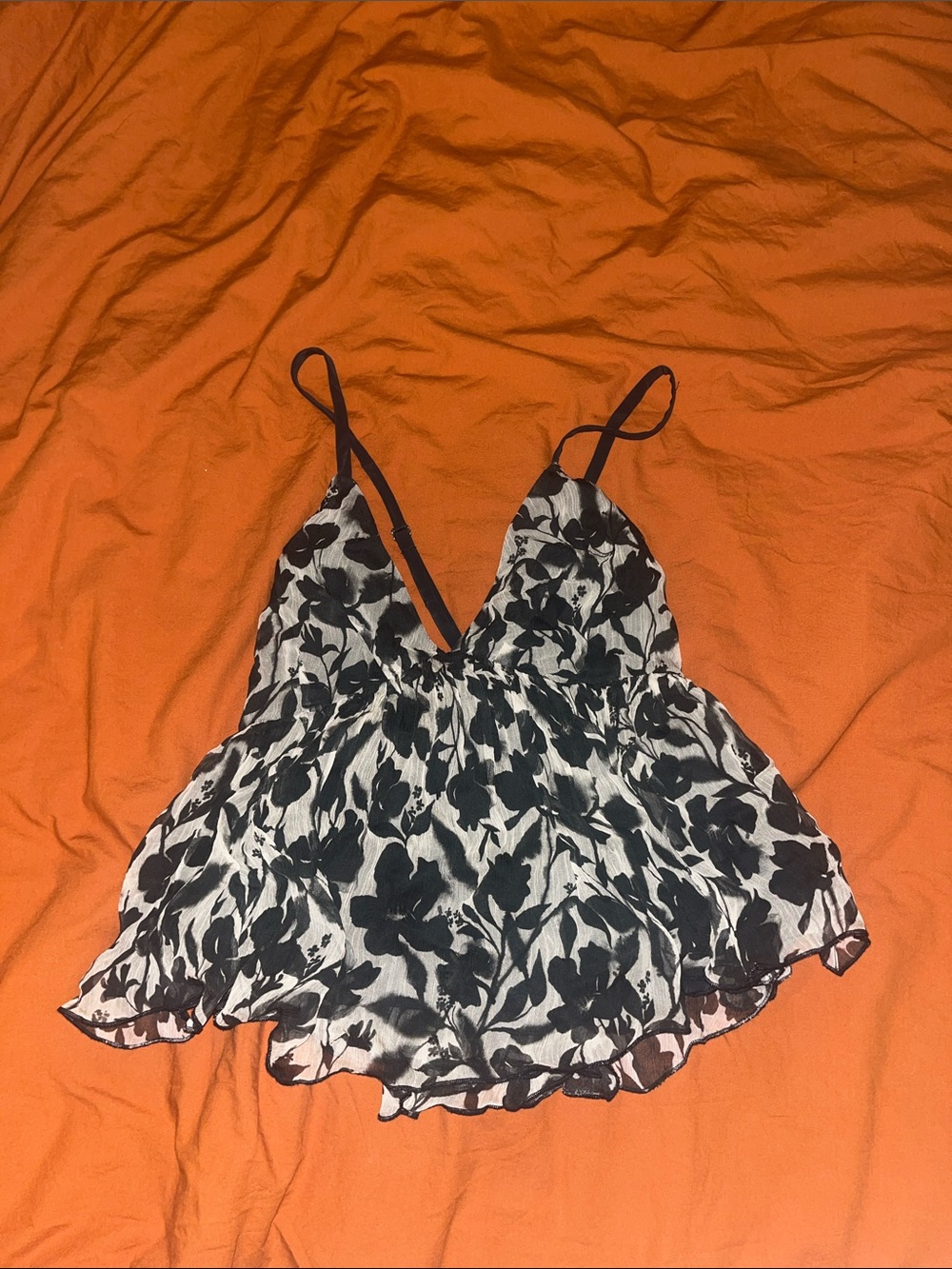 J Crew Black and White Floral Spaghetti-Strap Women's Top